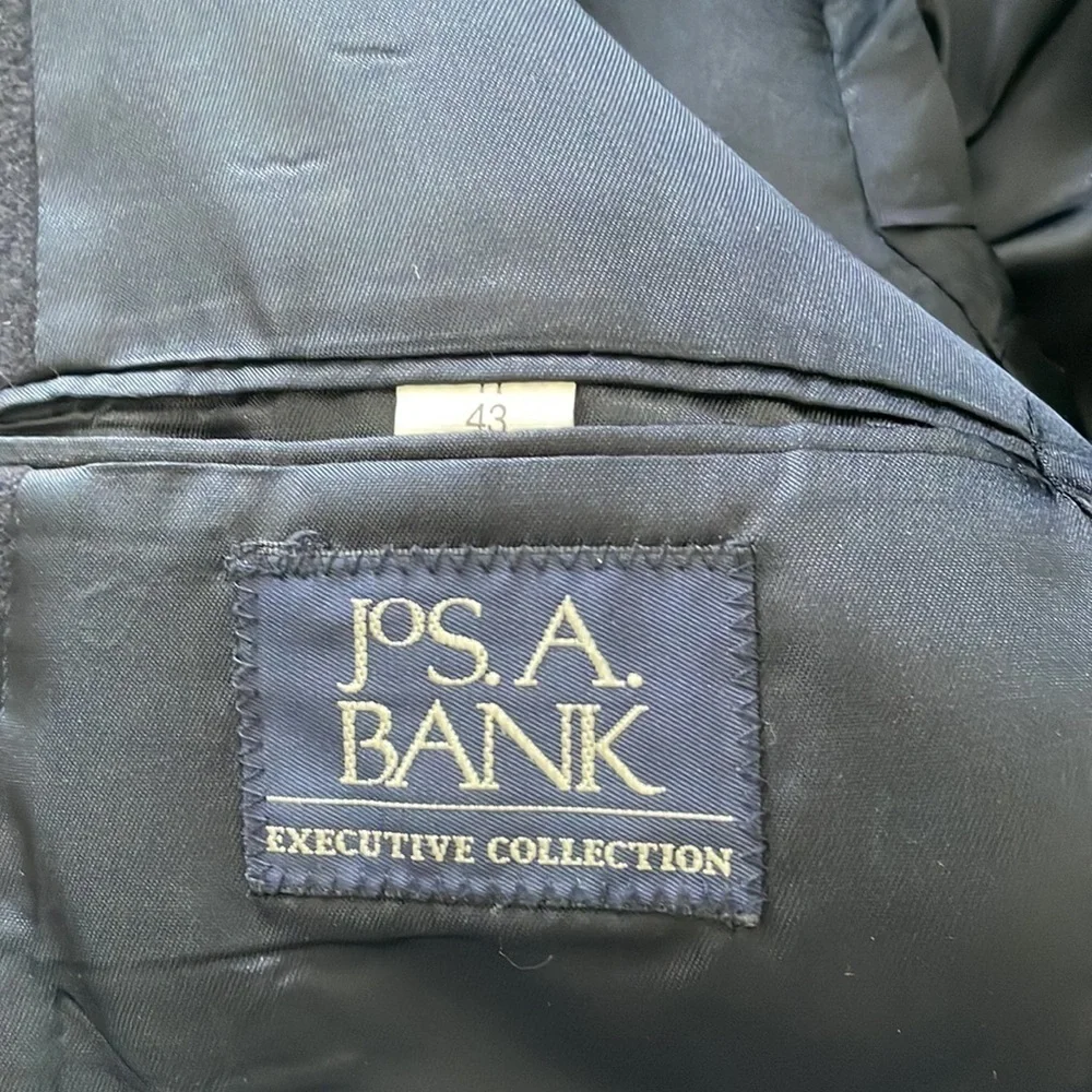 Jos A Bank Camel Hair Sportcoat Jacket Blazer Single Breasted Navy Blue Men 43R